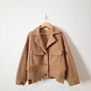 Carly Jean Los Angeles Warm Brown Teddy Jacket